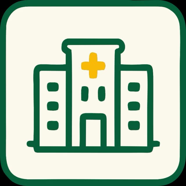 Hospital building with a cross icon